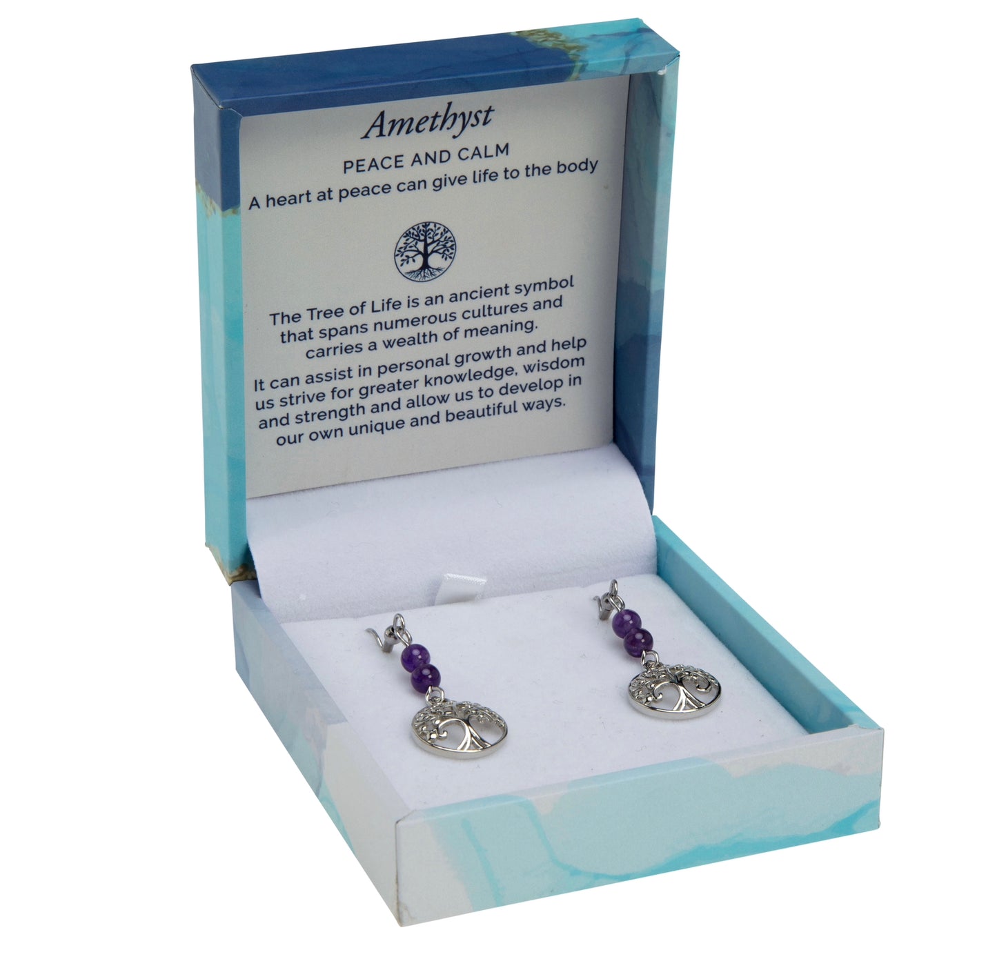 Tree of Life Duo Earrings - Amethyst (Rhodium)