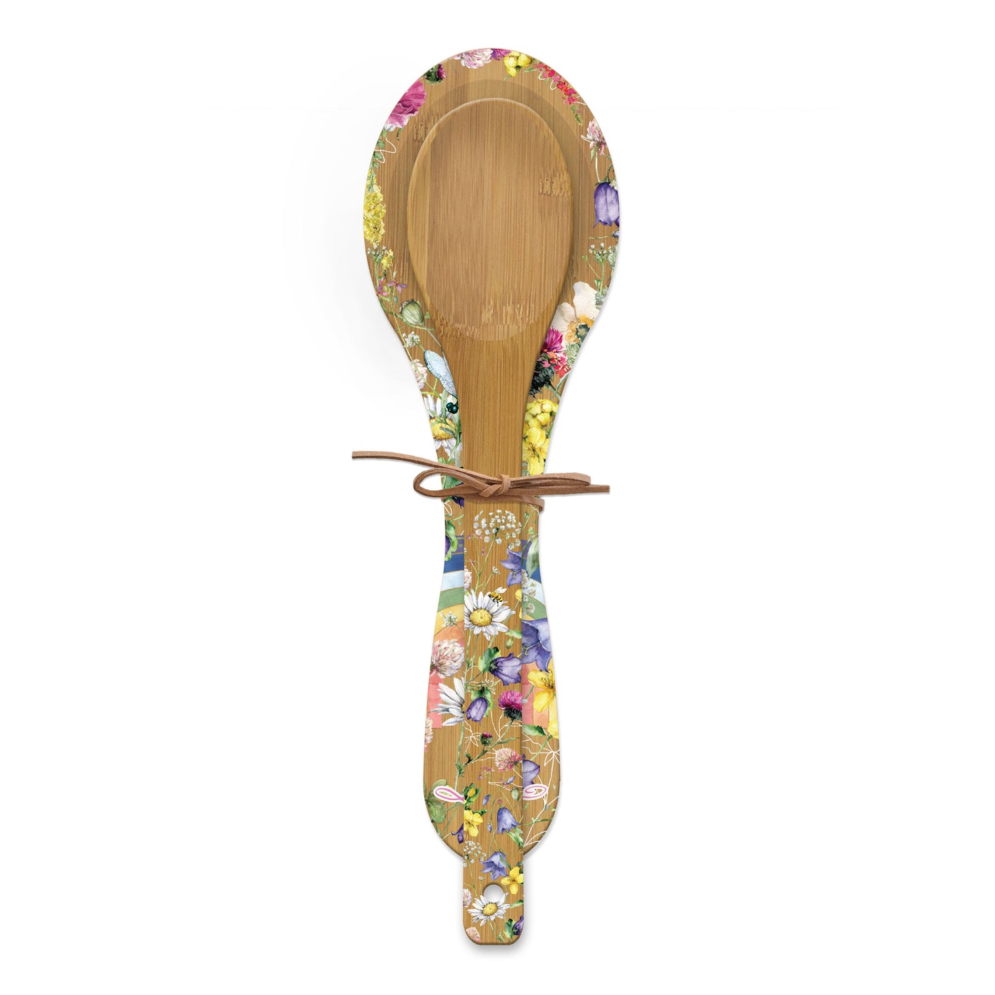 Bamboo Spoon Rest & Spoon - Wildflower Rainbow