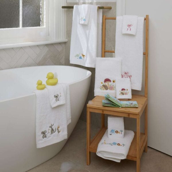 Bath Towel & Face Washer in Organza Bag - Mushroom Meadow