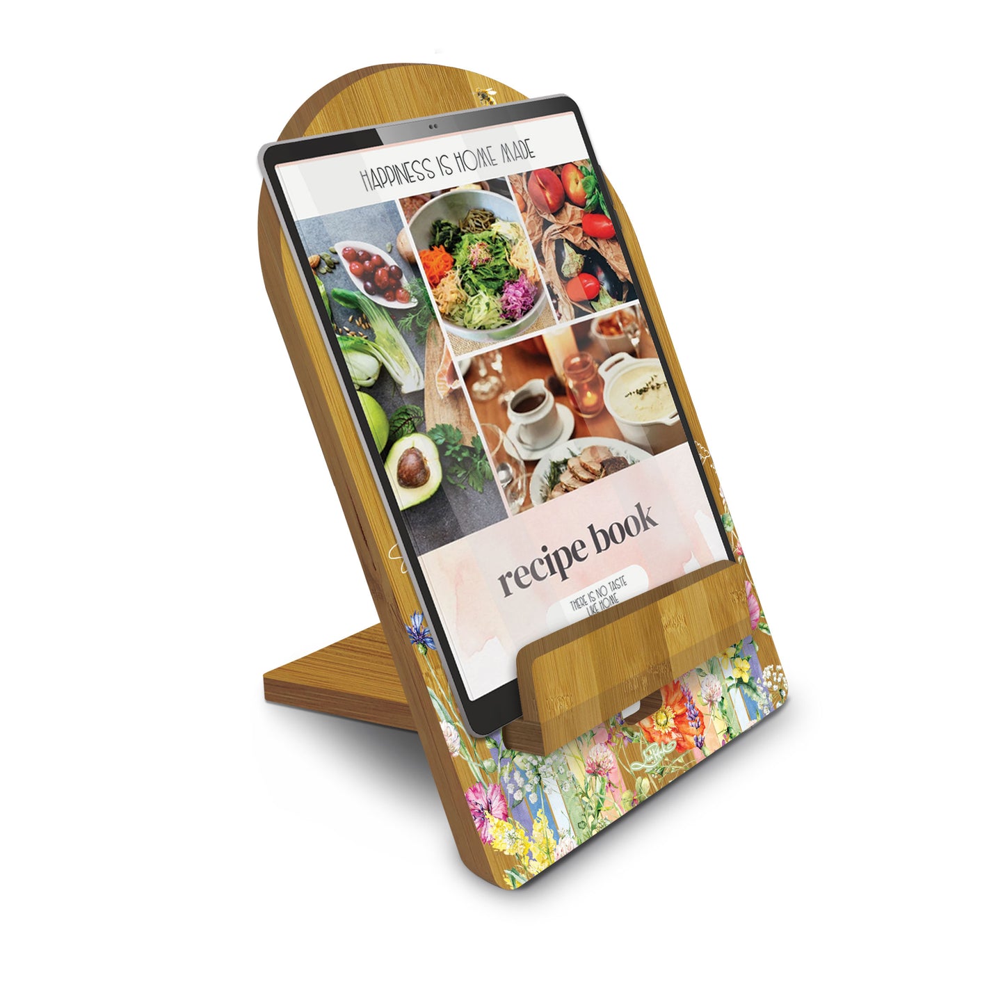 Bamboo Tablet & Recipe Book Stand - Wildflower Rainbow