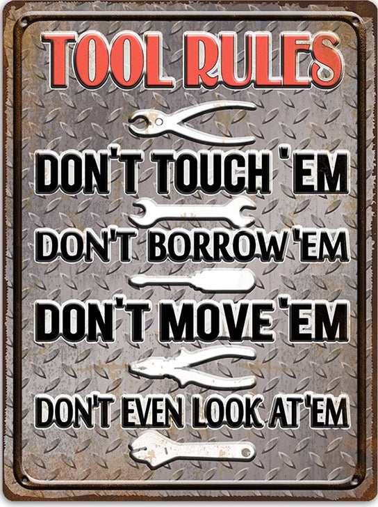 Hanging Tin Sign - Tool Rules