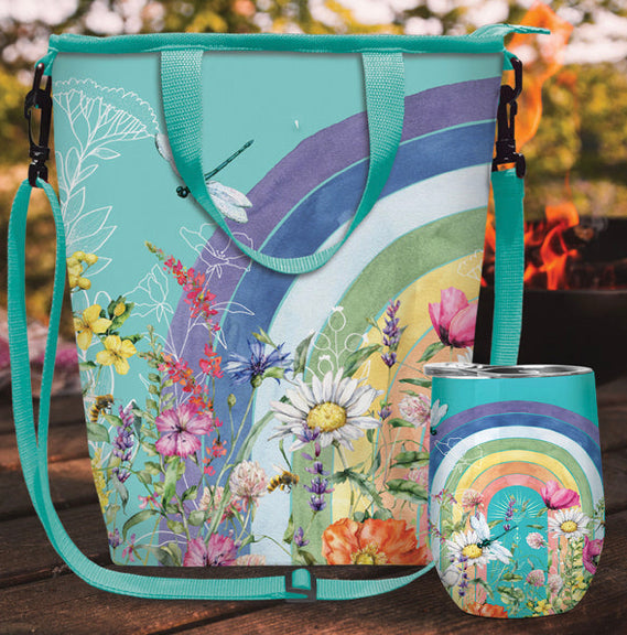 Double Walled Stainless Steel ‘Bevvy’ Mug (350ml) - Wildflower Rainbow