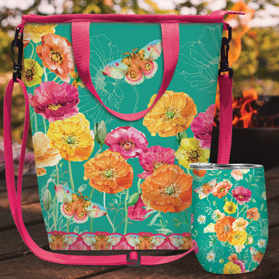 Champagne Cooler Bag - Bright Poppies