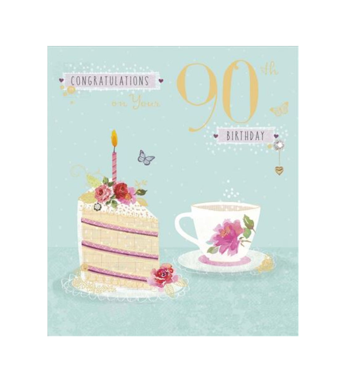 Card - On Your 90th Birthday (Cake & Cup of Tea)