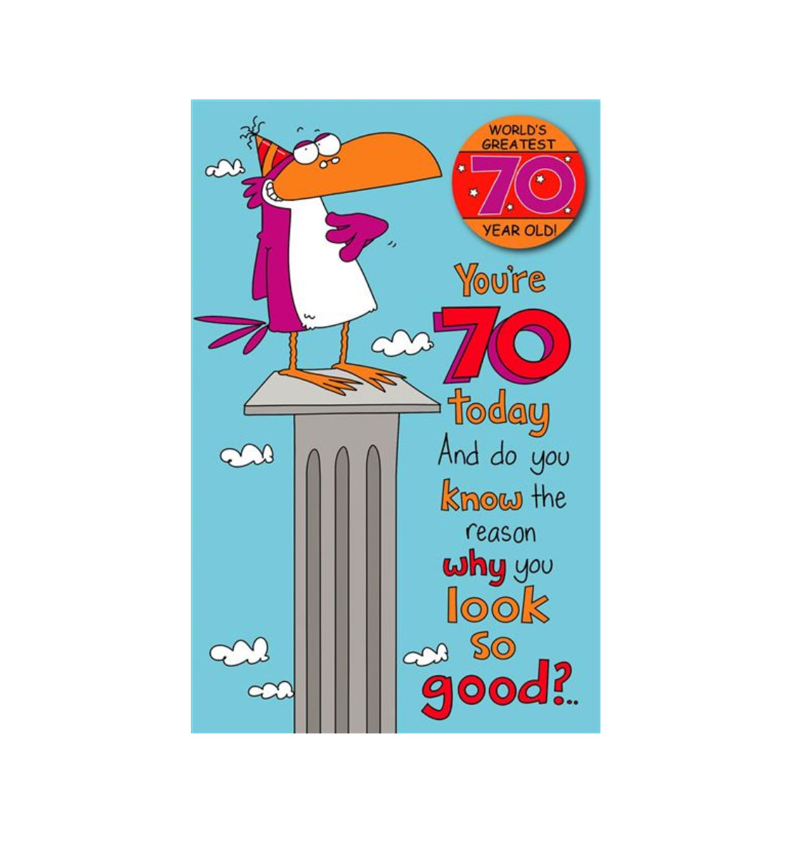 Card - You're 70 Today (Bird & Badge)