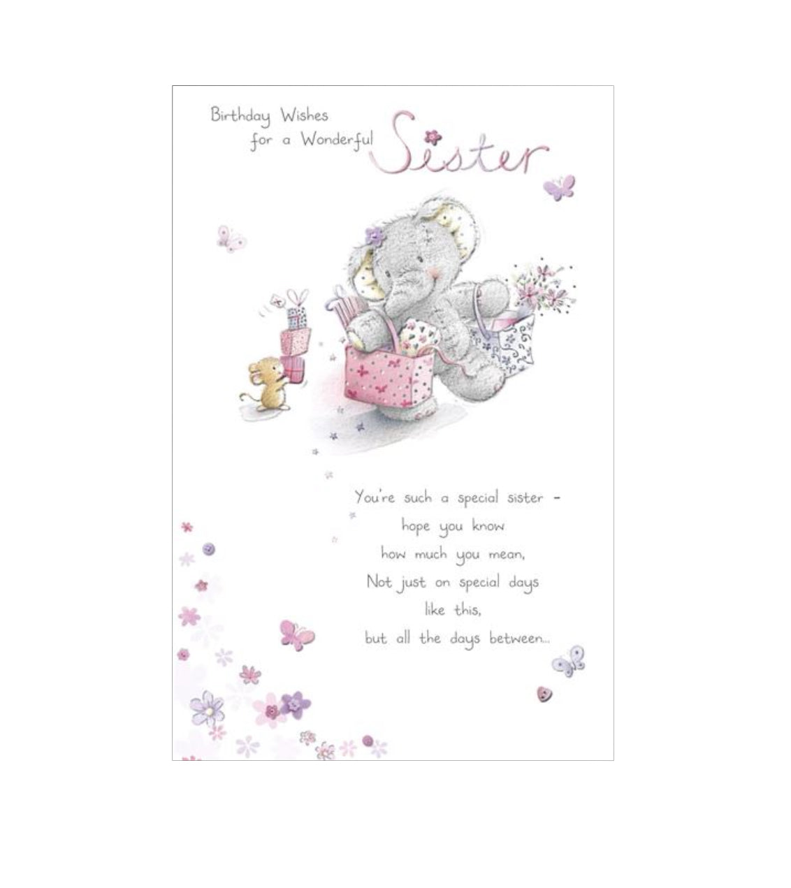 Card - Birthday Wishes for a Wonderful Sister (Elliot & Buttons)