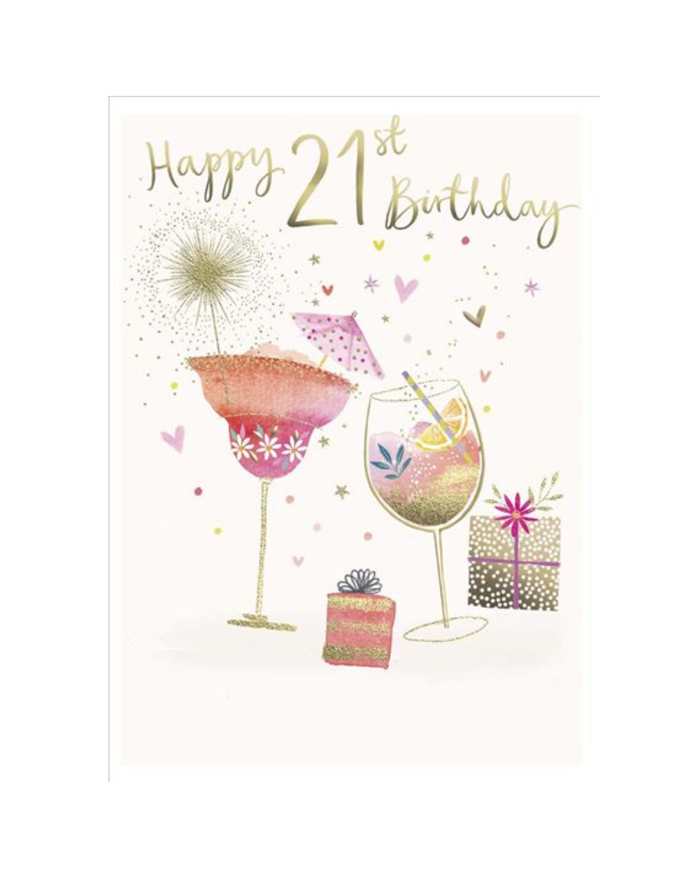 Card - Happy 21st Birthday (Cocktails & Presents)