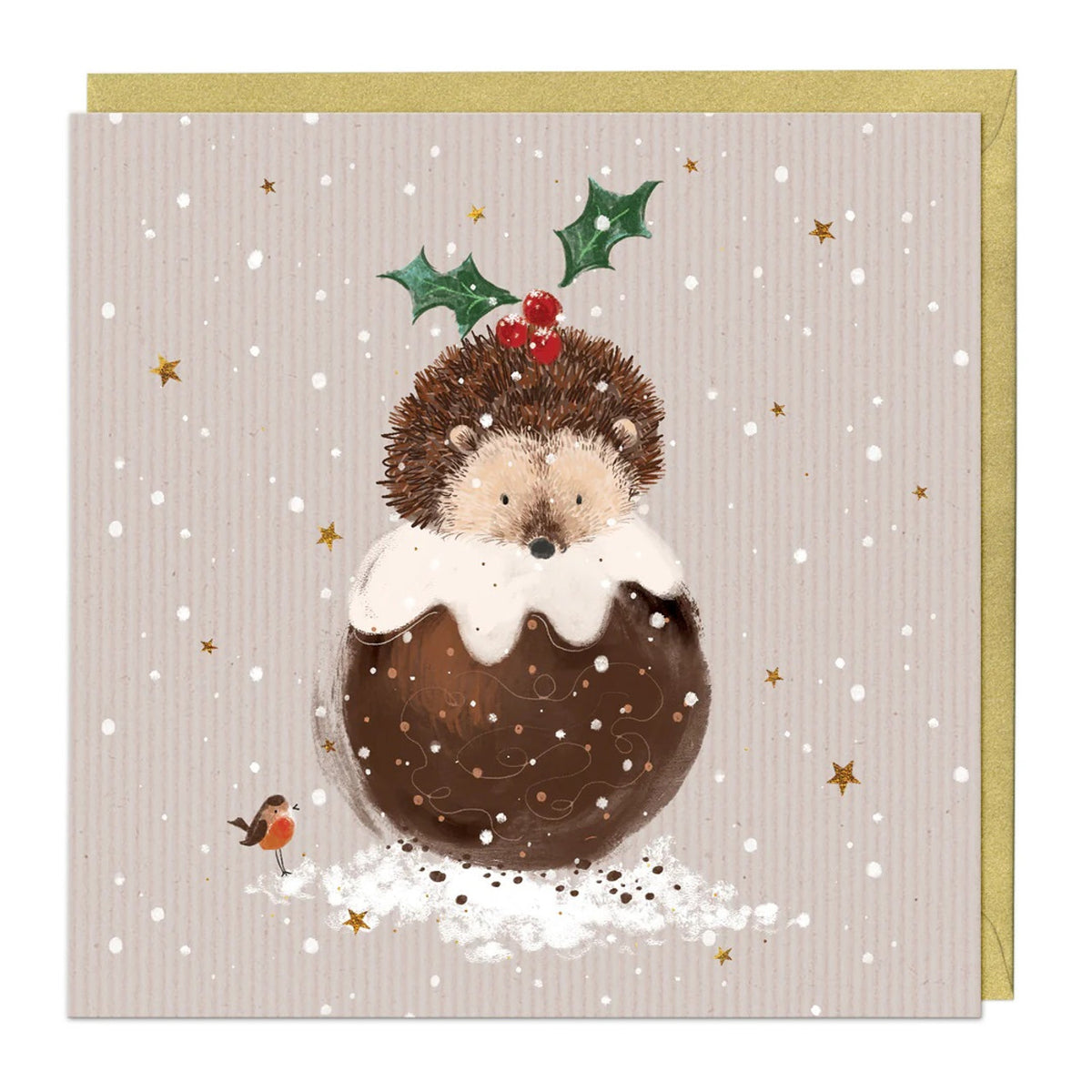 Whistlefish Christmas Card - Hedgehog & Pud