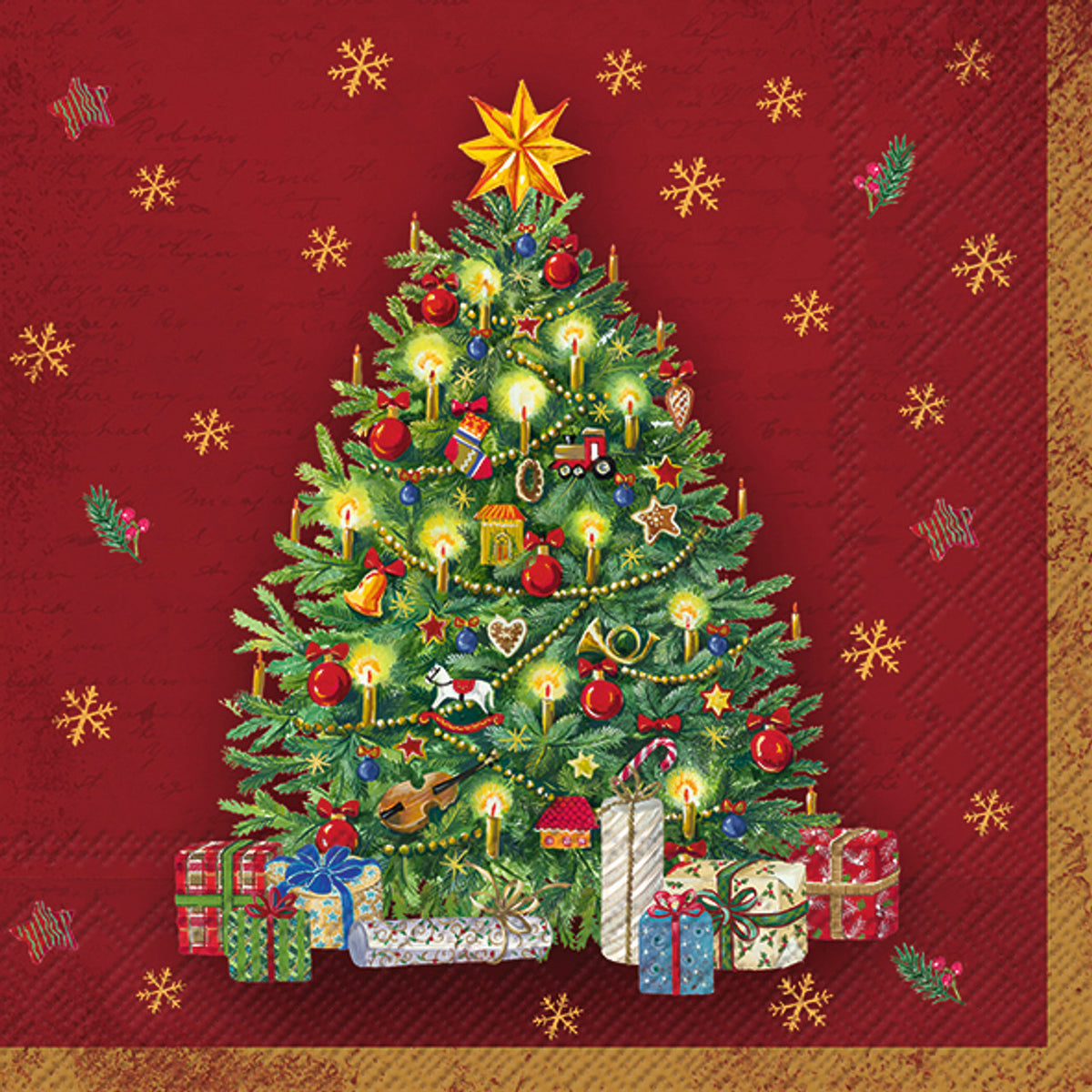Christmas Premium Napkins - Festive Christmas Tree (Red)