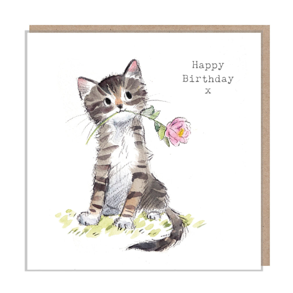 Paper Shed Design Card - Tabby with Flower