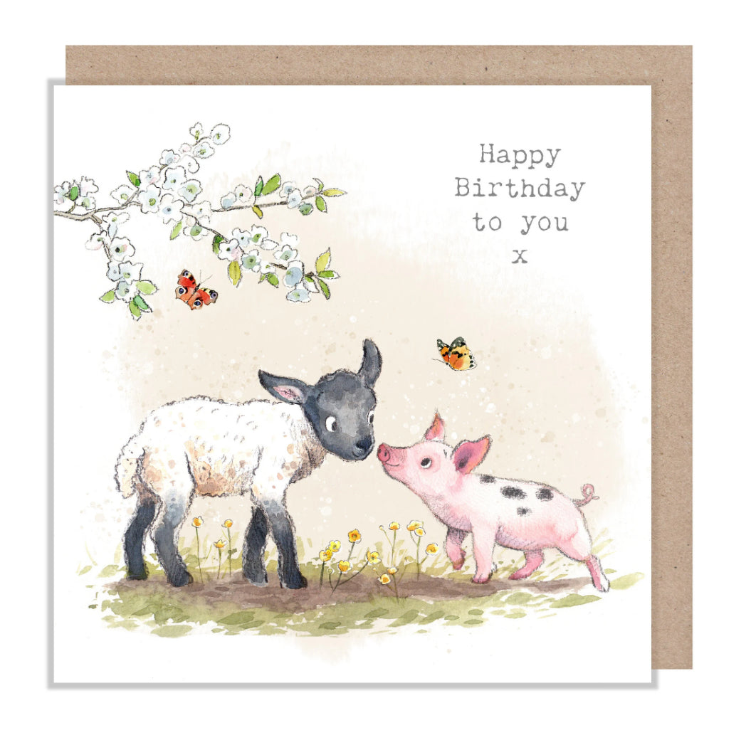 Paper Shed Design Card - Lamb and Piglet