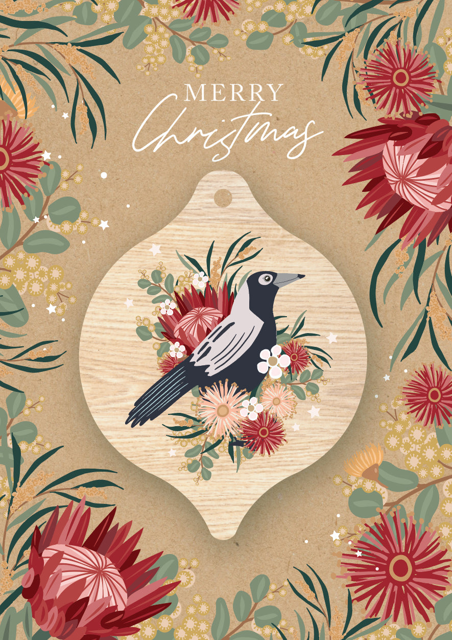 Christmas Decoration Card - Magpie