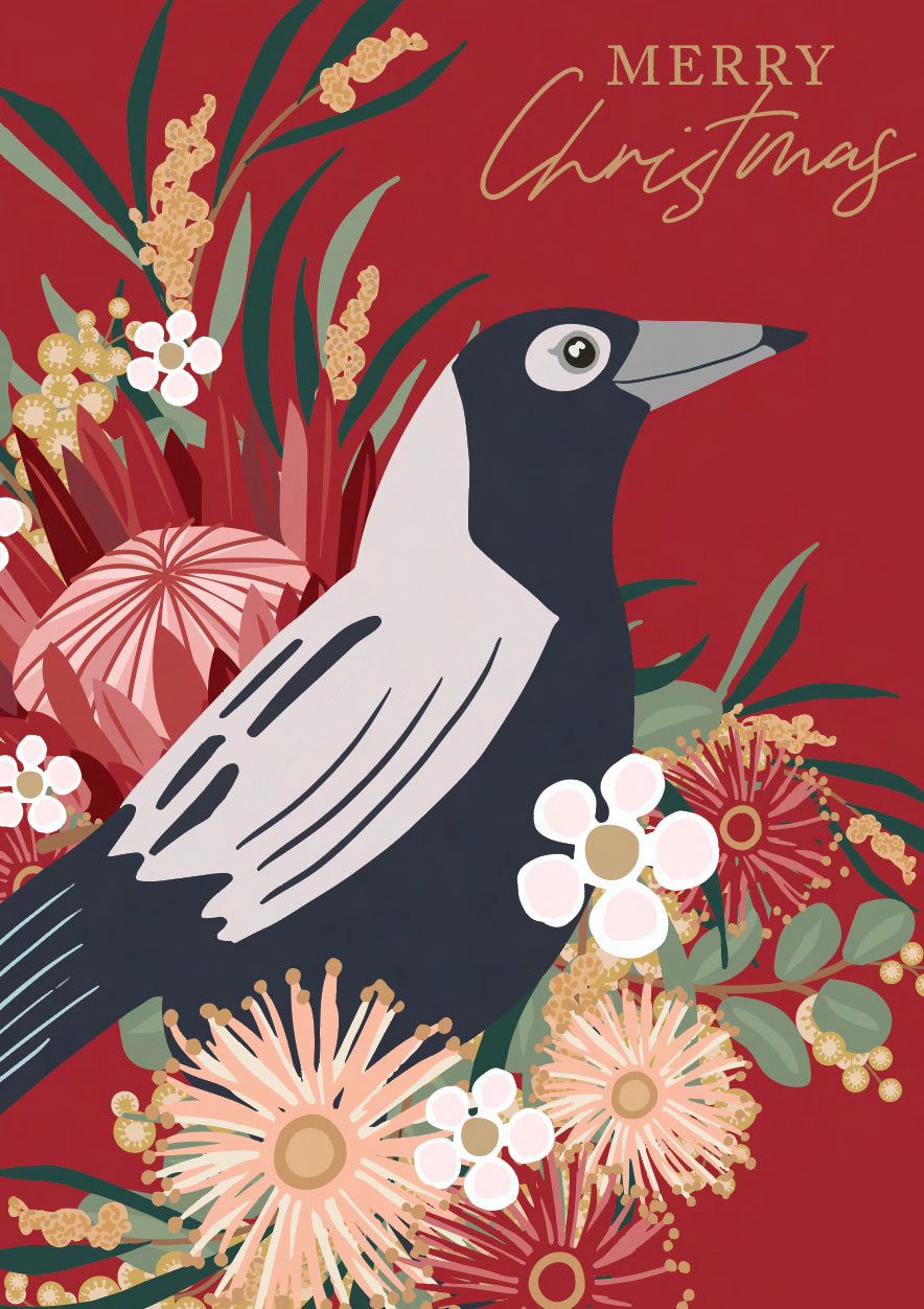 Merry Christmas - Magpie Christmas Card