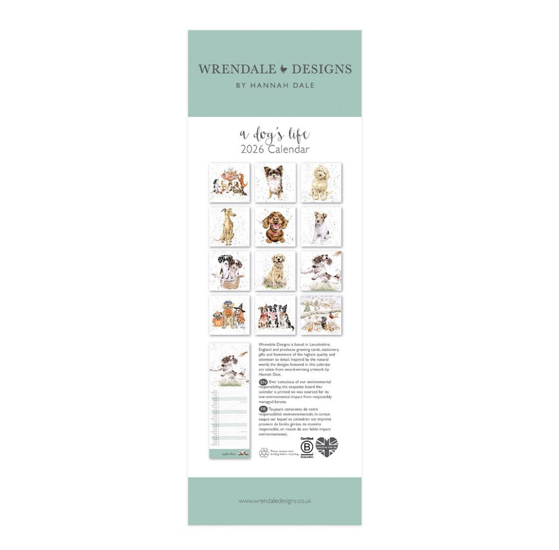 Wrendale Designs 2026 Slim Calendar - A Dog’s Life