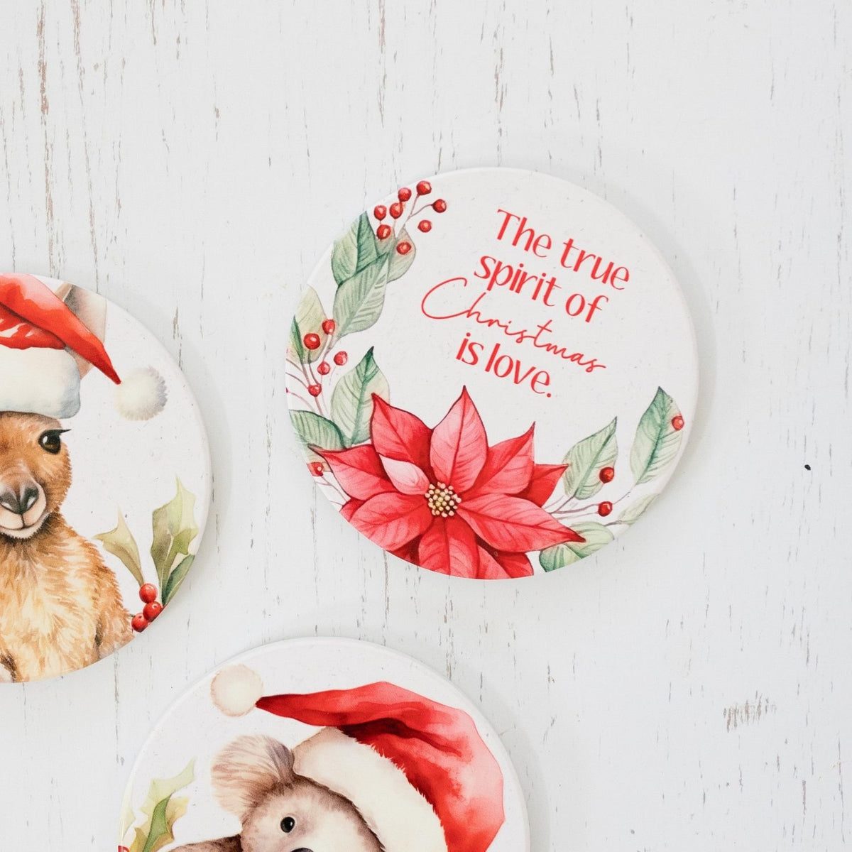 ‘The True Spirit of Christmas is Love’ Christmas Ceramic Coaster