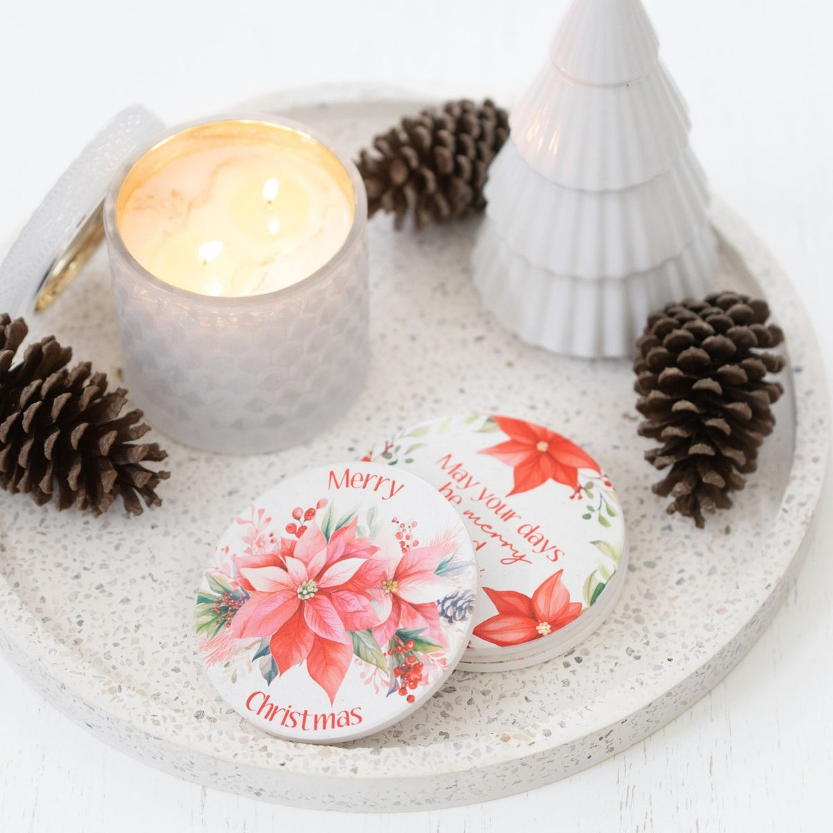‘Merry Christmas’ Christmas Ceramic Coaster