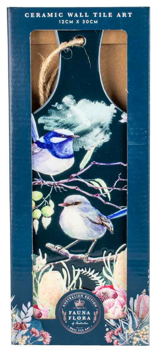 Australian Fauna Ceramic Paddle Wall Art - Blue Wren