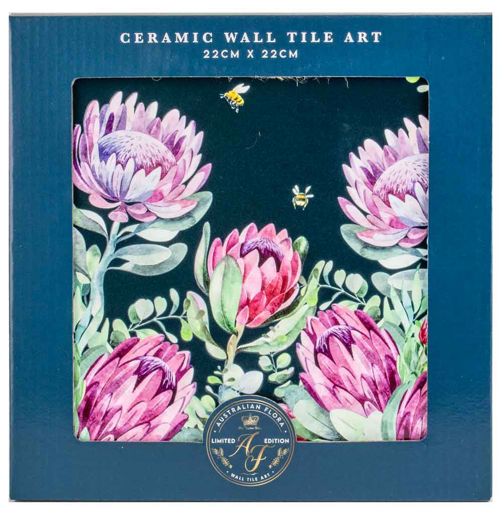 Australian Flora Ceramic Tile Wall Art - Protea