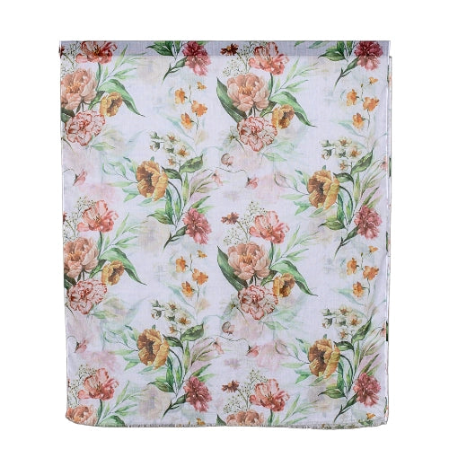 White Flower Bouquet Scarf