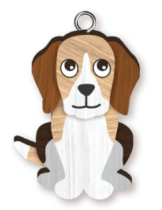 Handmade Wooden Dog Keyring - Beagle