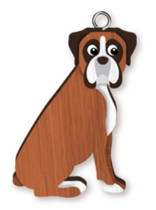 Handmade Wooden Dog Keyring - Boxer