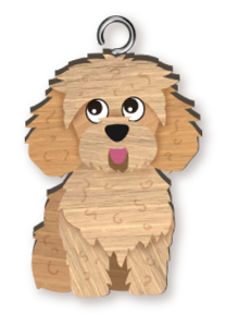 Handmade Wooden Dog Keyring - Cavoodle