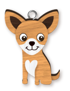 Handmade Wooden Dog Keyring - Chihuahua