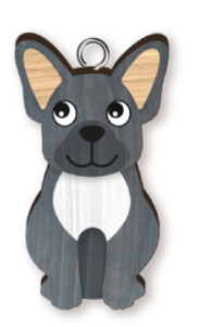 Handmade Wooden Dog Keyring - French Bulldog
