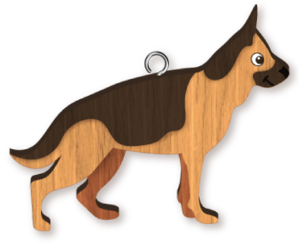 Handmade Wooden Dog Keyring - German Shepherd