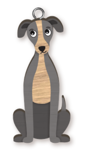 Handmade Wooden Dog Keyring - Greyhound