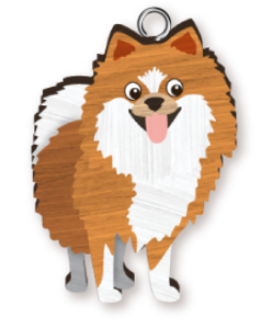 Handmade Wooden Dog Keyring - Pomeranian
