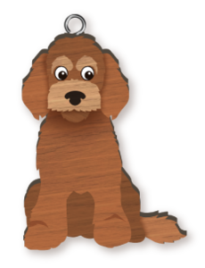 Handmade Wooden Dog Keyring - Spoodle