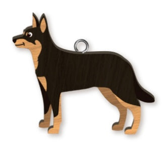 Handmade Wooden Dog Keyring - Kelpie