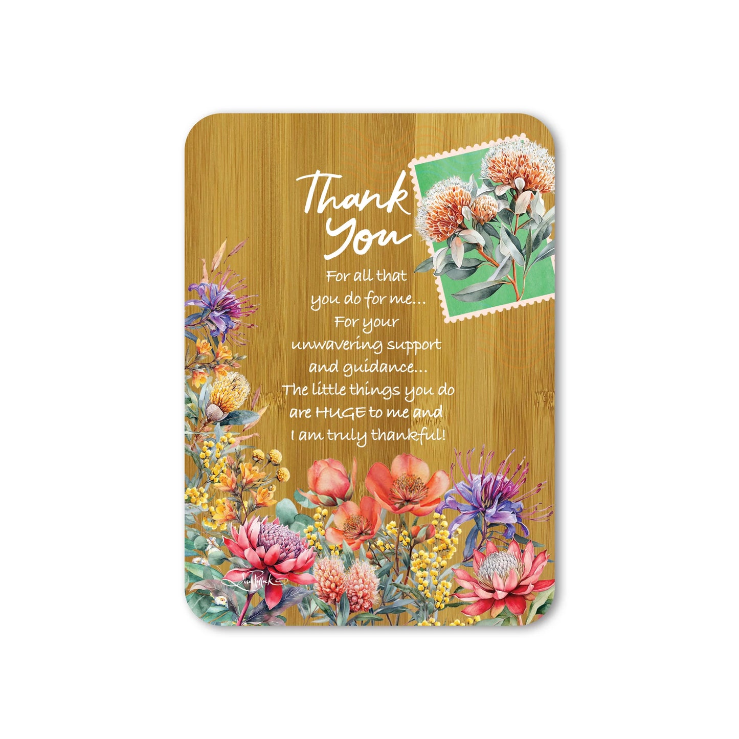 Bamboo Affirmation Plaque - Thank You (Pretty Postage)