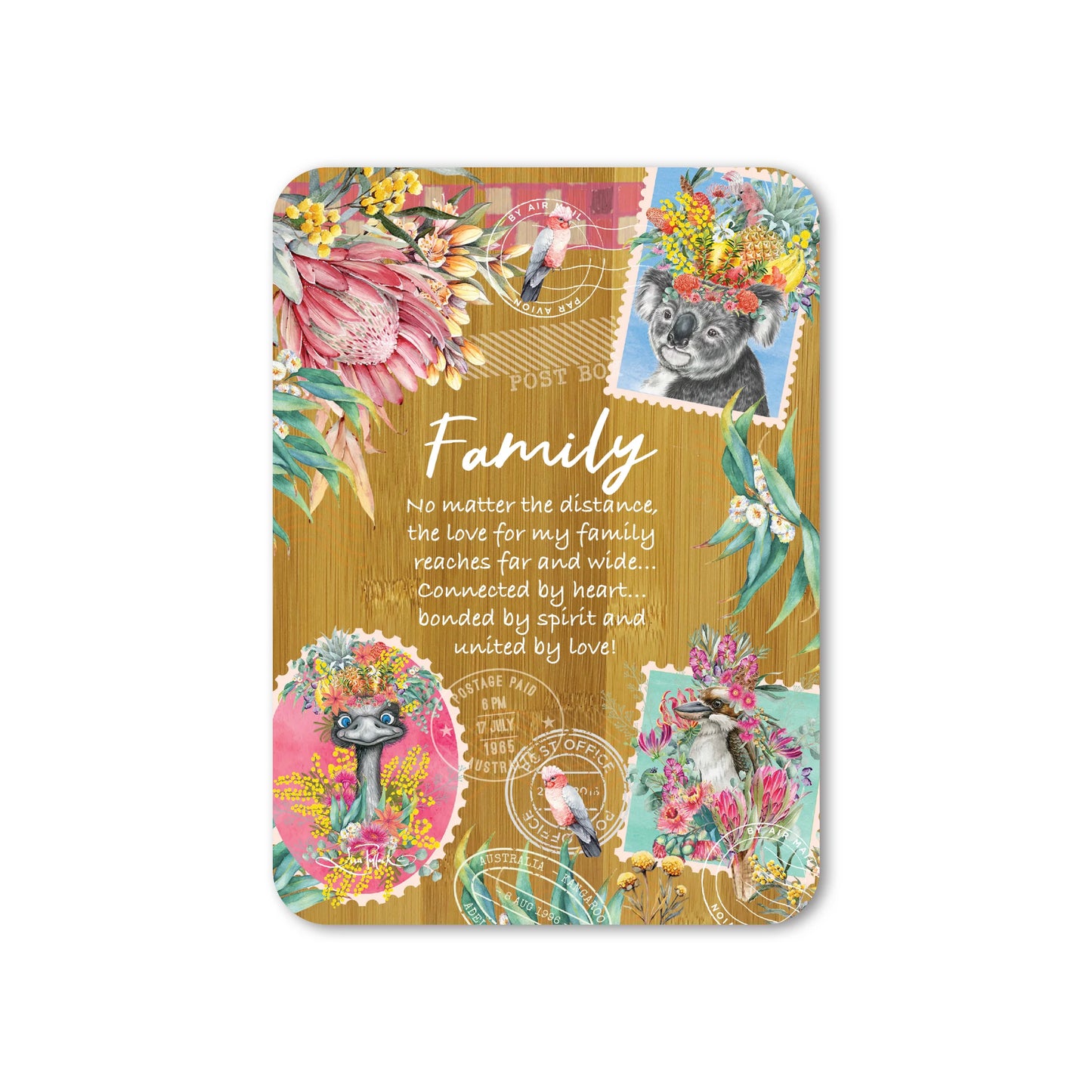 Bamboo Affirmation Plaque - Family (Pretty Postage)