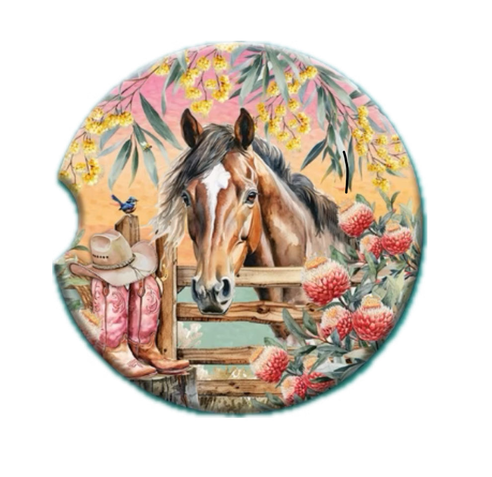 Ceramic Absorbent Car Coaster - Country Dusk