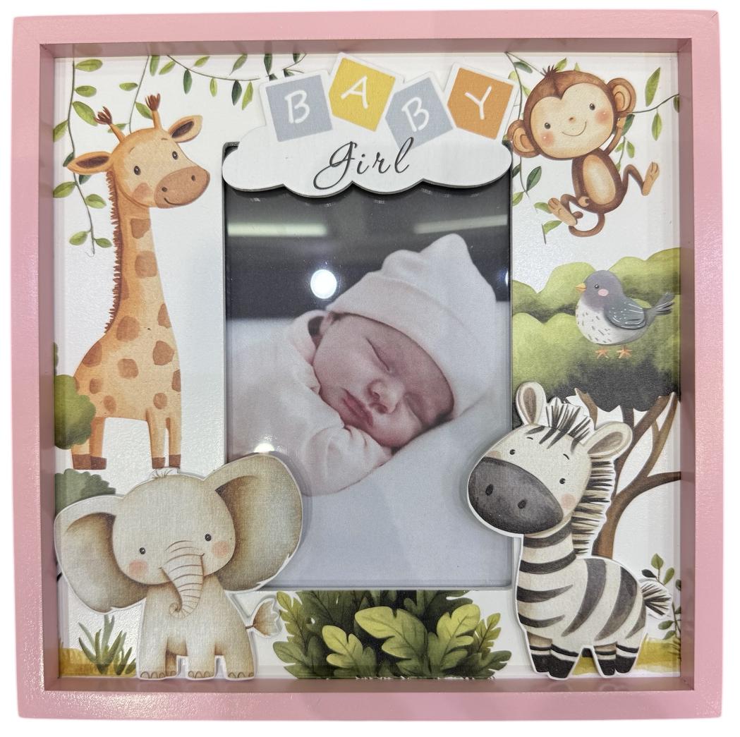Cute Safari Animals - Pink Baby Photo Frame (4x6)