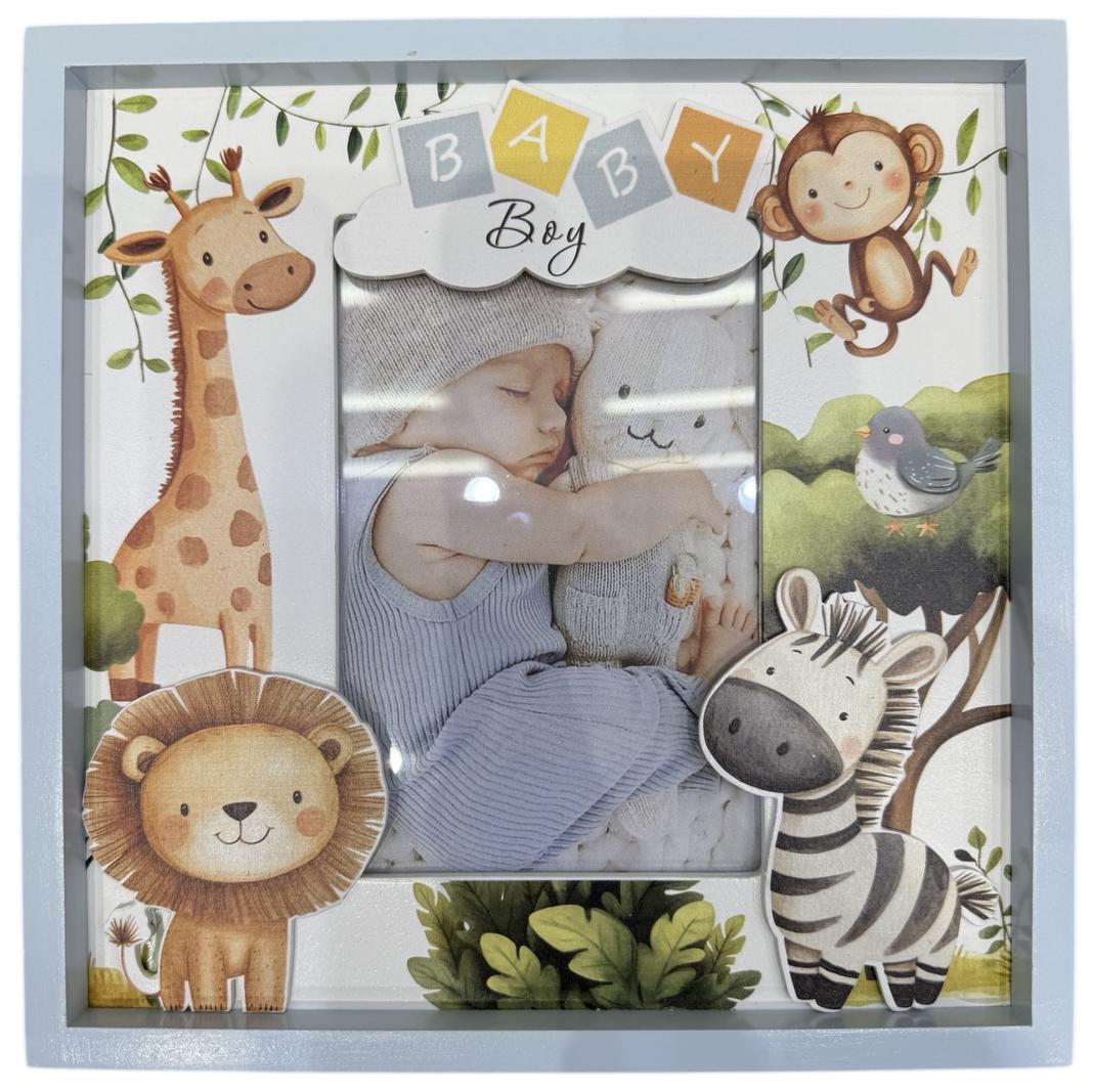 Cute Safari Animals - Blue Baby Photo Frame (4x6)