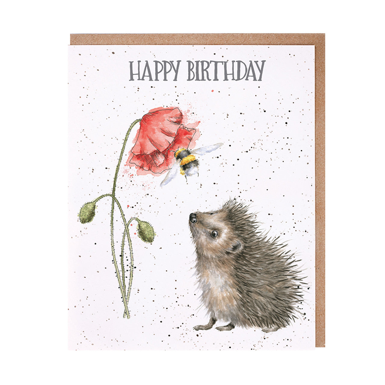 Wrendale Designs Card - Happy Birthday (Hedgehog & Bee)