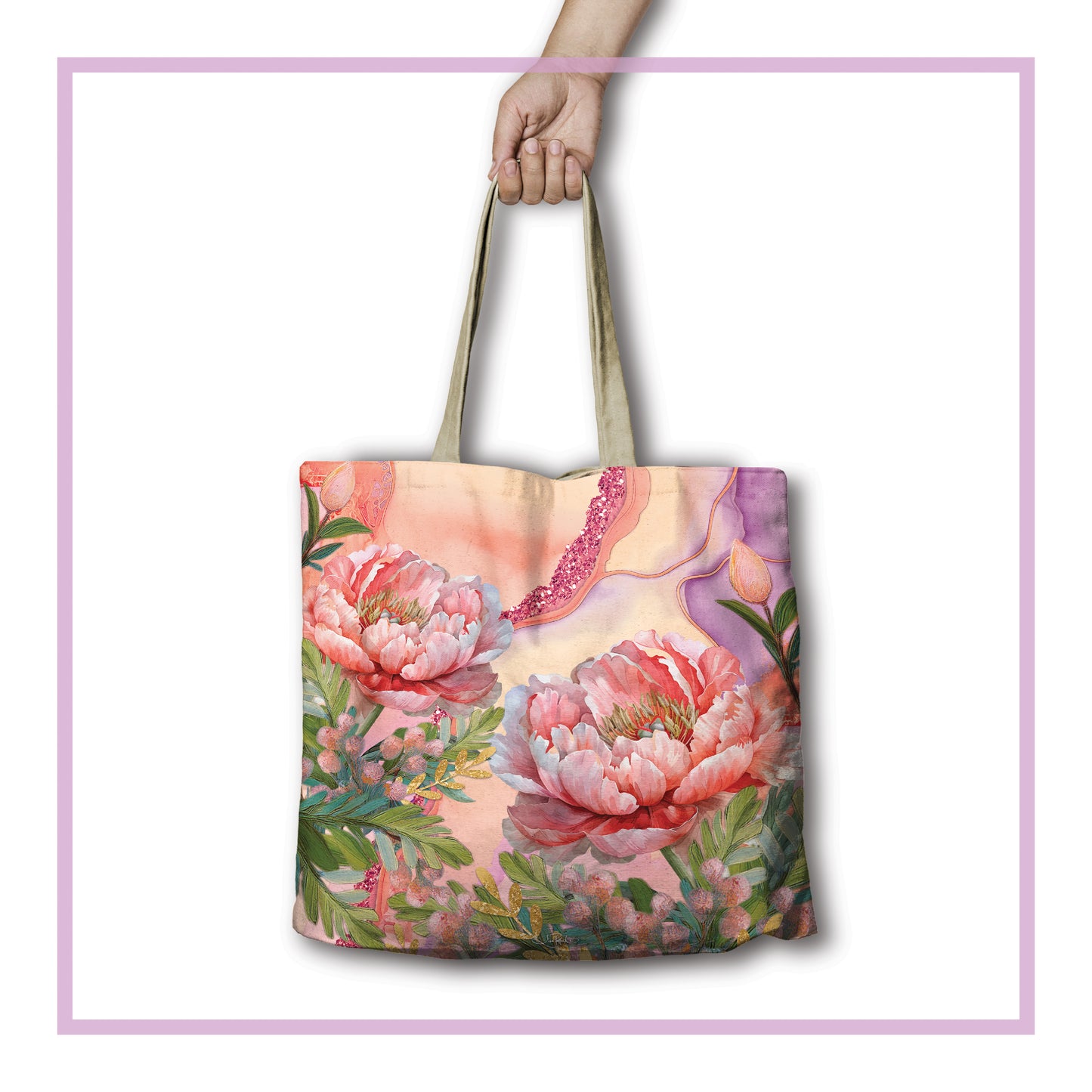 Reusable Shopping Bag - Coral Peony