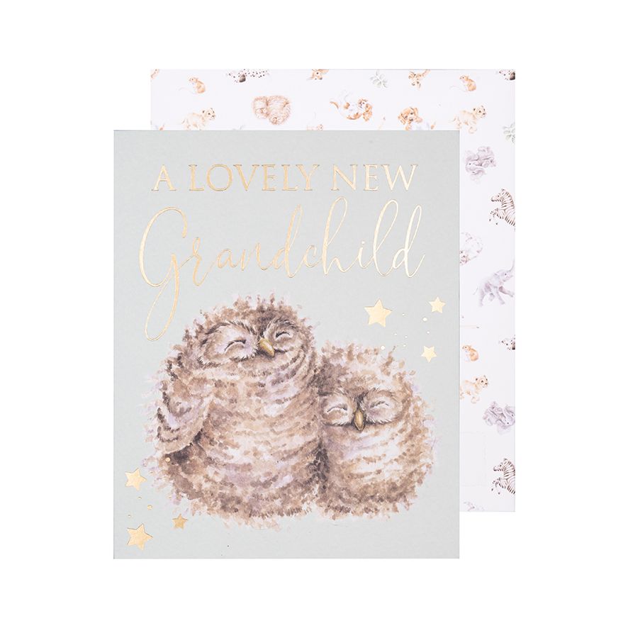 Wrendale Designs Card - A Lovely New Grandchild (Owls)