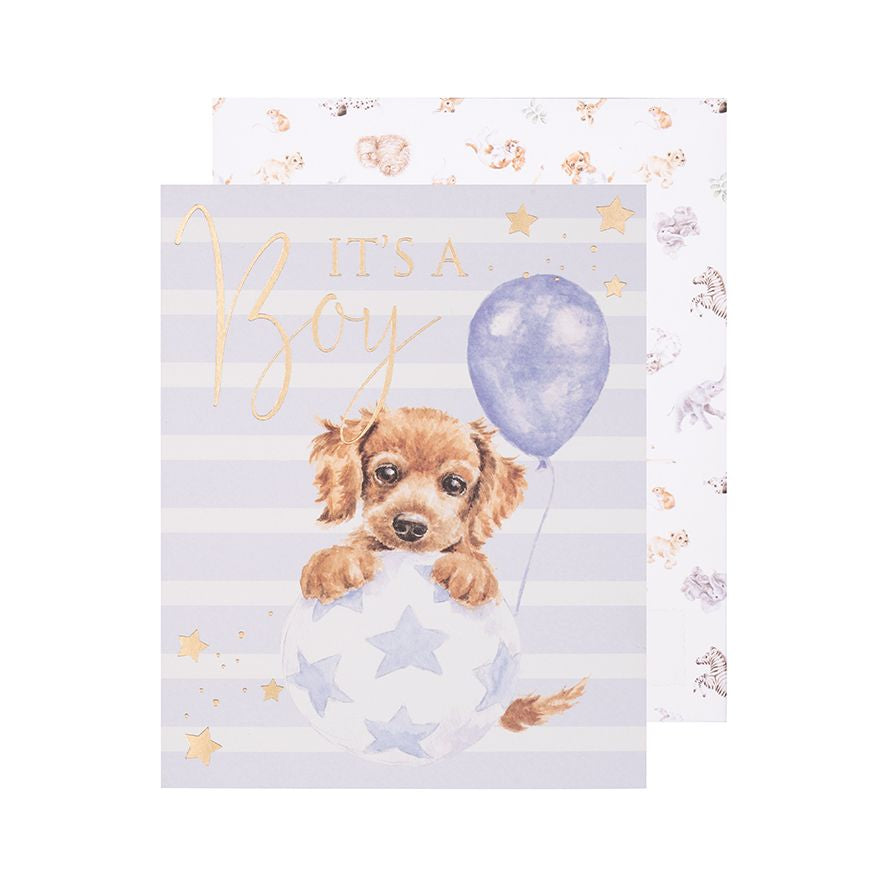 Wrendale Designs Card - It’s A Boy (Bouncing Puppy)