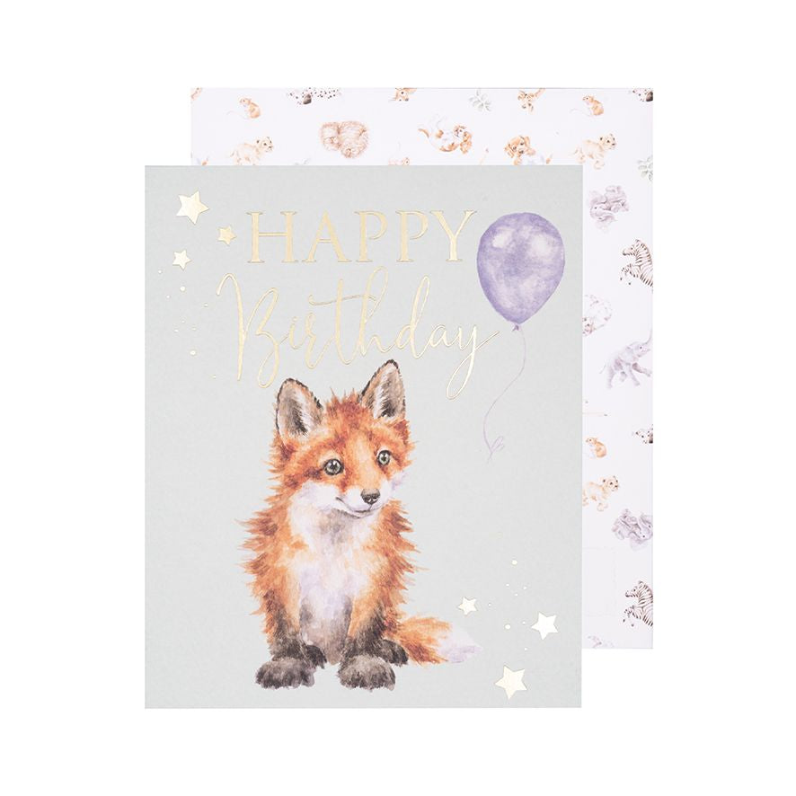 Wrendale Designs Card - Happy Birthday (Pawty Time Fox)”