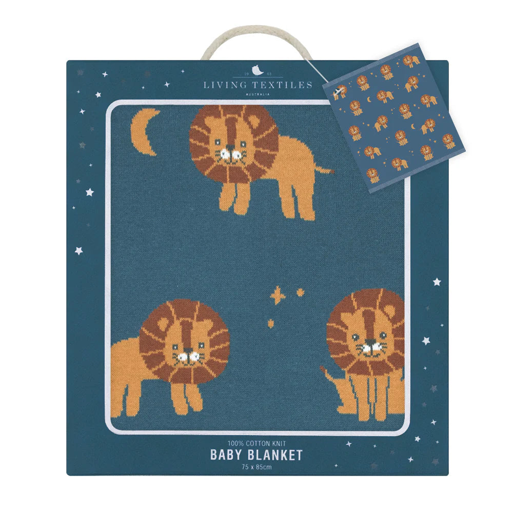 Cotton Knit Baby Blanket - Lion