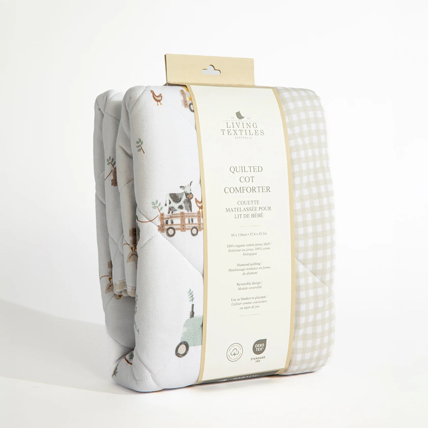 Tractor Ride - Organic Jersey Quilted Cot Comforter
