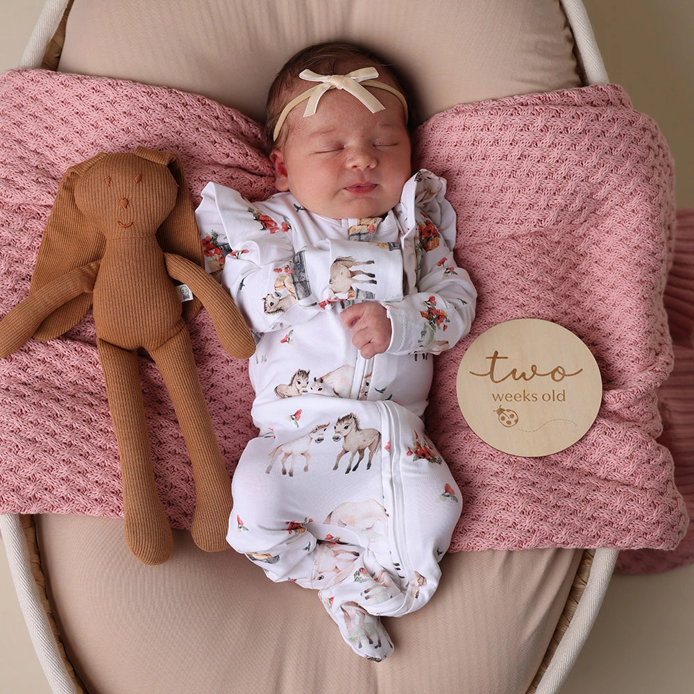 Pony Pals Organic Snuggle Zip Footie with Frills