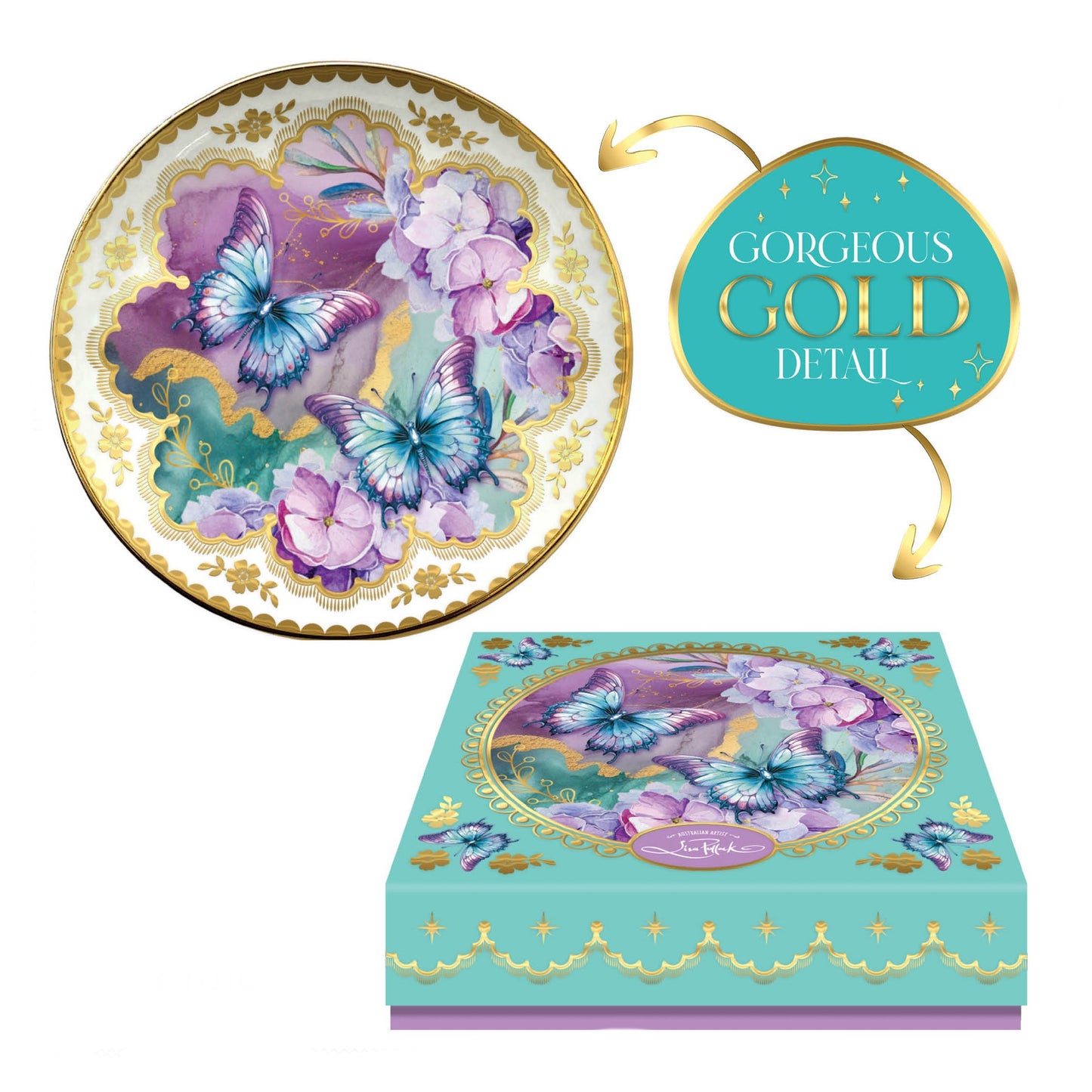 Ceramic Trinket Dish - Purple Butterflies