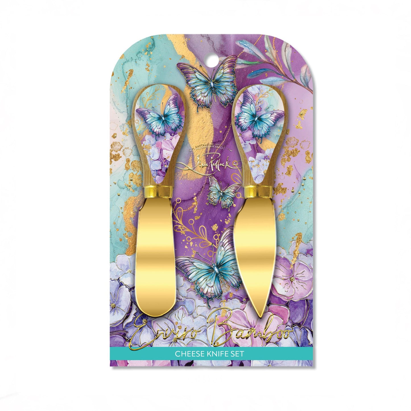 Cheese Knives - Amethyst Butterflies