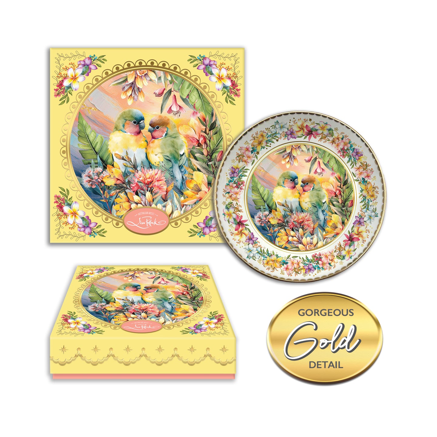 Ceramic Trinket Dish - Sunset Lovebirds
