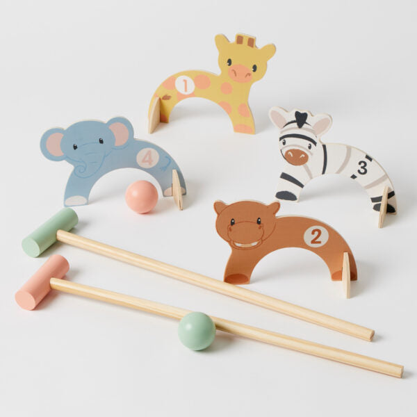 Wooden Animal Croquet Set